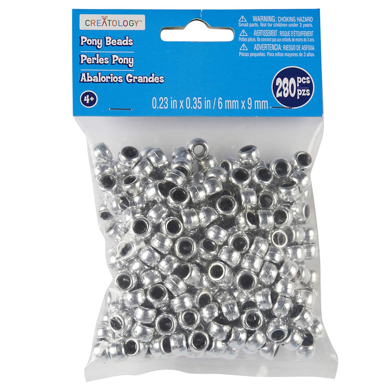 12 Packs: 280 ct. (3,360 total) Metallic Pony Beads by Creatology™, 6mm x 9mm